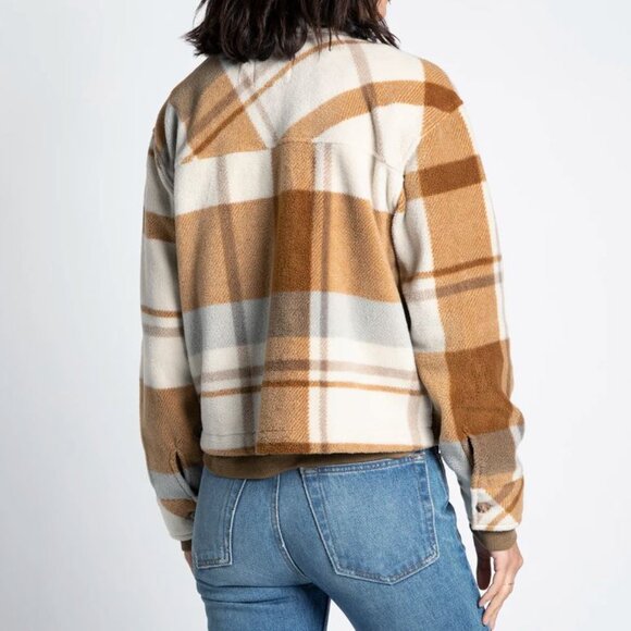 Thread Supply Auria Plaid Fleece Jacket M Oversized Coastal Flannel Scandi - Picture 2 of 15